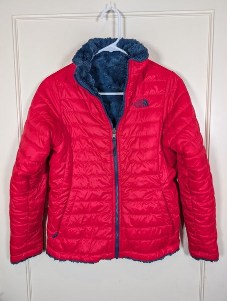 The North Face Girls Reversible Mossbud Swirl Size: L Red Navy Puffer Jacket