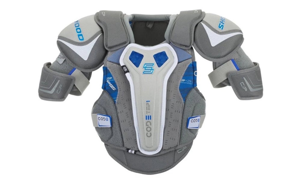 NEW Sherwood TMP 1 Junior Shoulder Pads & Sherwood Morph 1 Junior Shin Pads Bundle