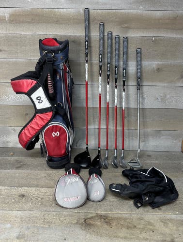 Maxfli REV2 Youth 6 Golf Club Set Bag RH 46-52" New Grips 7 9 S Putter Driver HY