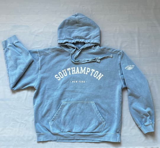 Southampton New York light blue Hoodie Breezin' Up Women's L washed vintage look