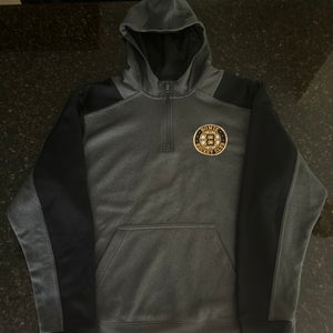 Bowie Bruins Hockey 1/4 Zip Hooded Sweatshirt (Gray, Adult L)