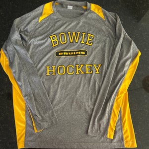 Bowie Bruins Hockey Long Sleeve Shirt (Gray, Adult L)