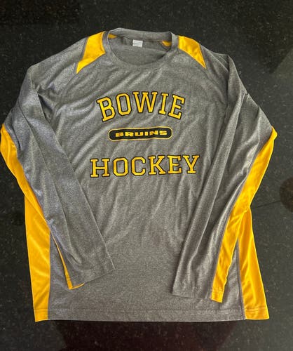 Bowie Bruins Hockey Long Sleeve Shirt (Gray, Adult L)