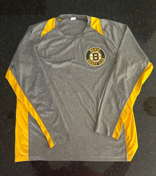 Bowie Bruins Hockey Long Sleeve Shirt (Gray, Adult L)