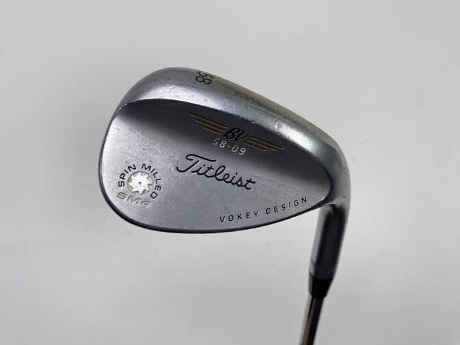 Titleist Vokey Spin Milled SM4 Chrome 58* 9 Wedge Steel Mens RH Midsize Grip