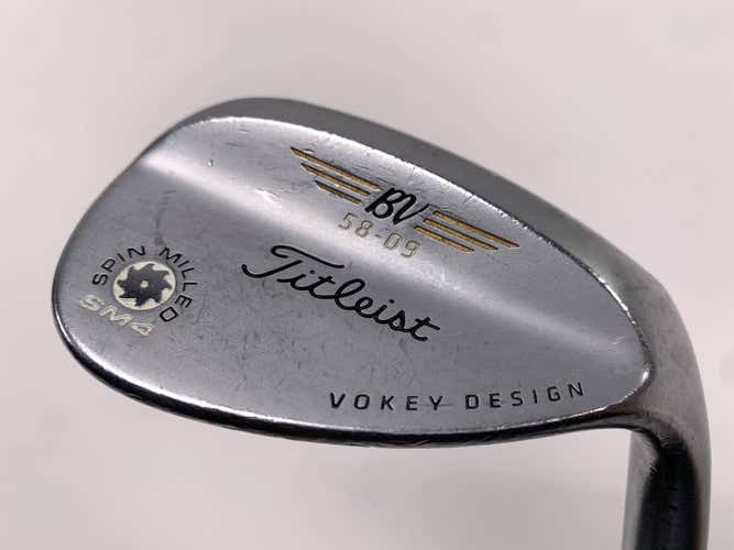 Titleist Vokey Spin Milled SM4 Chrome Lob Wedge 58* 9 Wedge Steel Mens RH
