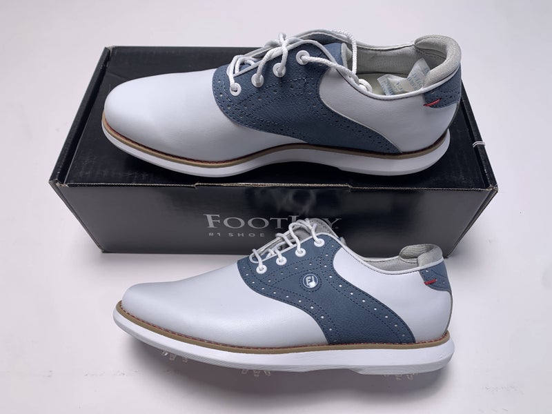 FootJoy FJ Traditions Golf Shoes White Blue Women's SZ 8 (97903)