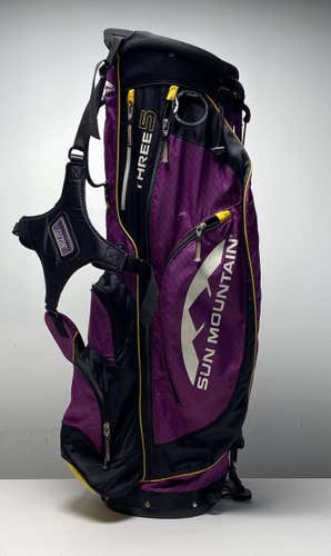 Sun Mountain Three 5 Stand Bag Purple 6-Way Divide Dual Strap Golf Bag