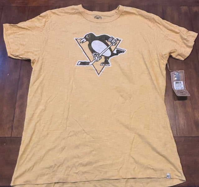 Pittsburgh Penguins Retro “47 Brand” Yellow T Shirt Adult XXL NWT