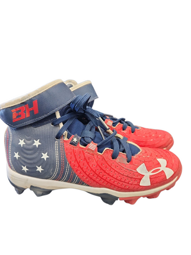 Used Under Armour BH AMERICAN FLAG BB/SB Cleats White/Red/Navy Junior 04 11862-S000090254