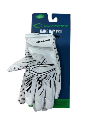 Used Cutters GAME DAY PRO FB Gloves Black And White MD 11835-S000200186