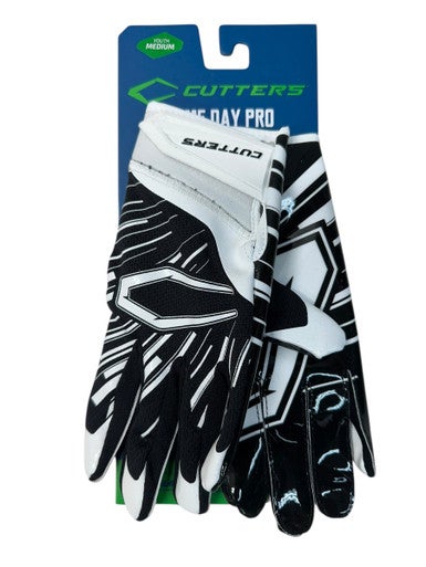 Used Cutters GAME DAY PRO FB Gloves Black And White MD 11835-S000200187