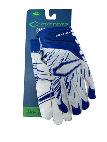 Used Cutters GAME DAY PRO FB Gloves Clear And Royal Blue MD 11835-S000200188
