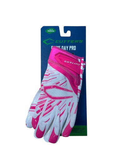 Used Cutters GAME DAY PRO FB Gloves Pink And White MD 11835-S000200190