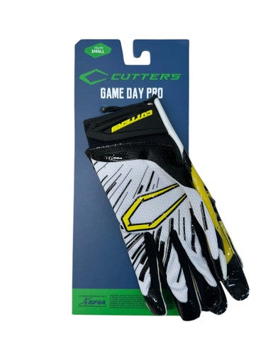 Used Cutters GAME DAY PRO FB Gloves Gold And White SM 11835-S000200195