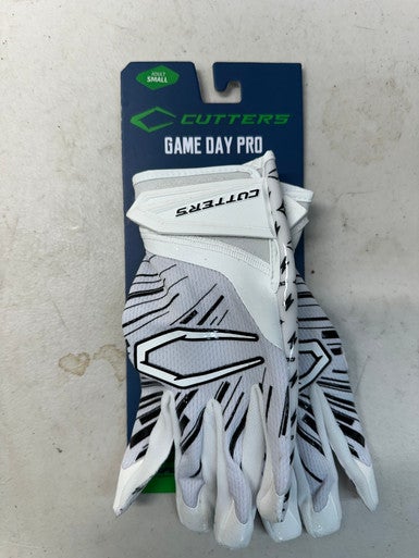 Used Cutters GAME DAY PRO FB Gloves Black And White LG 11835-S000200193