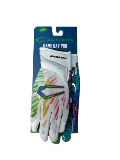 Used Cutters GAME DAY PRO FB Gloves White And Purple LG 11835-S000200192