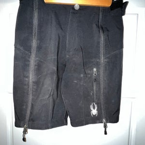 Side Zip Spyder Ski Race Shorts.  Black Unisex Youth Size 12 Spyder Ski Pants (Used)