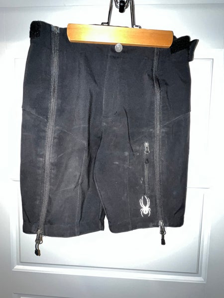 Side Zip Spyder Ski Race Shorts.  Black Unisex Youth Size 12 Spyder Ski Pants (Used)
