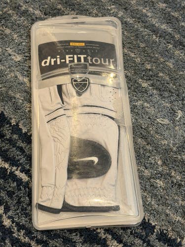 Nike Dri-Fit Tour Men's Leather Golf Glove LEFT Hand Sz LXL 26 Cm White
