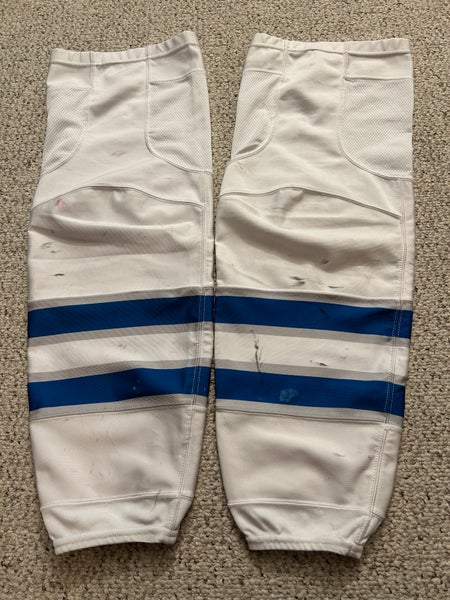 Winnipeg Jets White Senior XL CCM Socks Pro Stock with cut protection (Used)