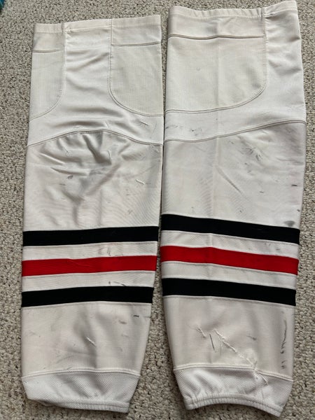 Chicago Blackhawks White Senior XL CCM Socks Pro Stock (Used)