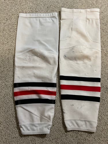 Chicago Blackhawks White Large Reebok Socks Pro Stock (Used)
