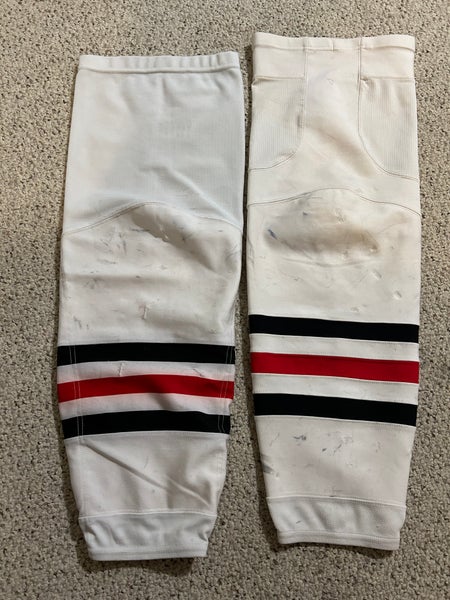 Chicago Blackhawks White Large Reebok Socks Pro Stock (Used)