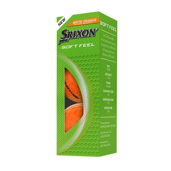 Srixon Soft Feel Golf Balls (Brite Orange, 3pk) 1 Sleeve 2025  NEW