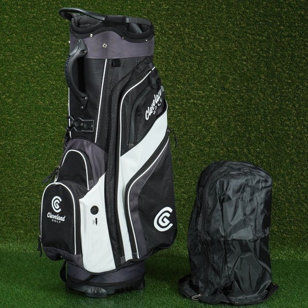 CLEVELAND FRIDAY CART BAG 14-WAY DIVIDERS PUTTER WELL GOLF BAG, BLACK / WHITE
