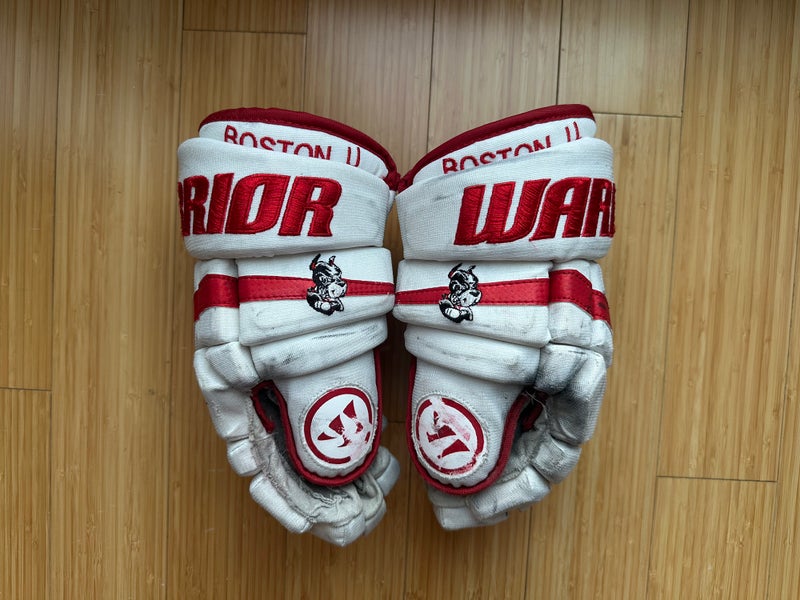 Boston University Pro Stock Hockey gloves Warrior Gloves 13" Custom Embroidered BU Terriers
