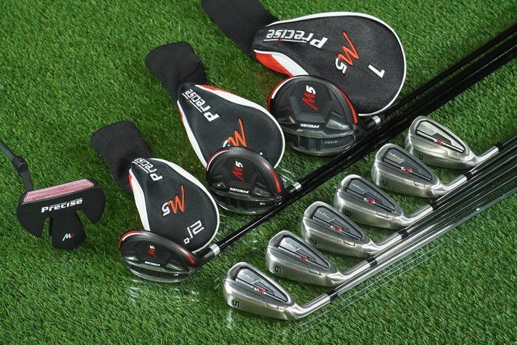 PRECISE M5 13pc. MENS GOLF SET 1W,3W,4H,5-PW, PUTTER REGULAR LH W/ HEADCOVERS!!