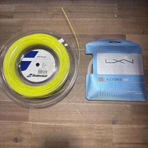 New Reel Babolat Rpm Blast Rough 125 200m. and Set of Luxilon Alu Power Vibe 125