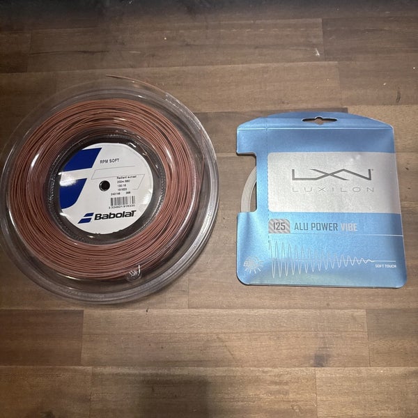 New Reel Babolat Rpm Soft 130/16 200m. and Set of Luxilon Alu Power Vibe 125