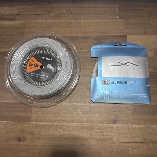 New Reel Dunlop Explosive 130/16 200m. and Set of Luxilon Alu Power Vibe 125