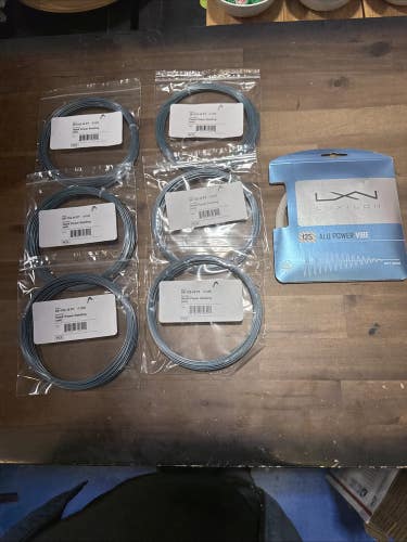 New 6 Sets Head Hawk Power 16 and Set of Luxilon Alu Power Vibe 125