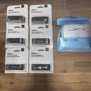 New 6 Wilson Replacement Grips. Anti-microbial And Luxilon Alu Power Vibe 125.