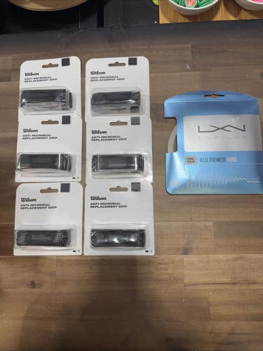 New 6 Wilson Replacement Grips. Anti-microbial And Luxilon Alu Power Vibe 125.