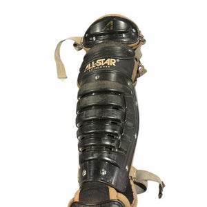 Used All Star BLK SHIN GUARD Catchers Leg Guards Black Junior 11834-S000042634