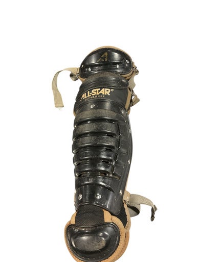 Used All Star BLK SHIN GUARD Catchers Leg Guards Black Junior 11834-S000042634