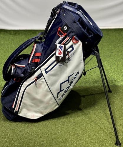 NEW Sun Mountain 2025 C-130 Hybrid 15-Way Stand Carry Golf Bag Navy/White/Red