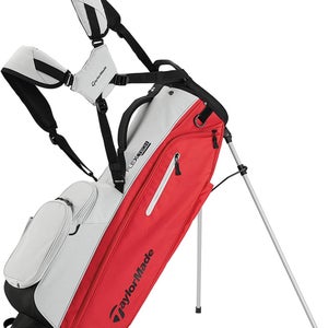 NEW 2024 TaylorMade Flextech US Silver/Red 4 Way Stand/Carry Golf Bag