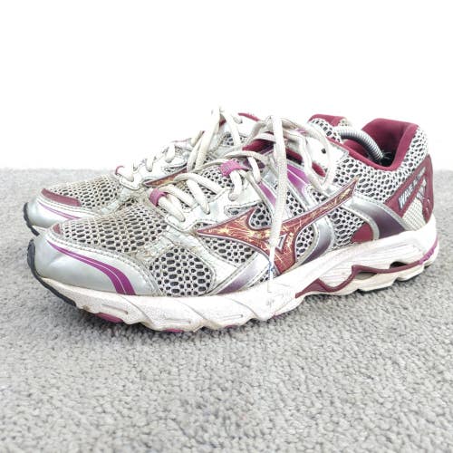 Mizuno Wave Alchemy 10 Womens Size 9 Running Shoes Low Top Silver Burgundy