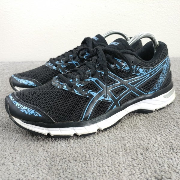 Asics Gel Excite 4 Womens Size 9.5 Running Shoes Black Blue Low Top Sneakers