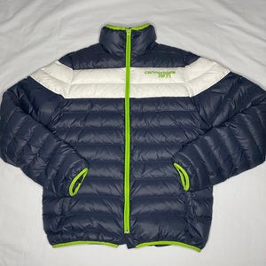 Cannondale Puffer Goose Down Jacket Cold Weather Gear Navy/White/Lime Size M