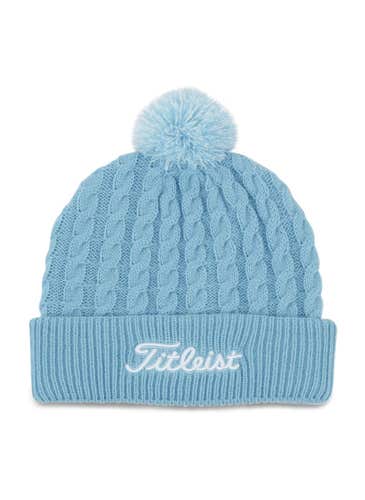 Titleist Cable Knit Pom Pom Beanie (Sky/White, One Size) Prior Season NEW
