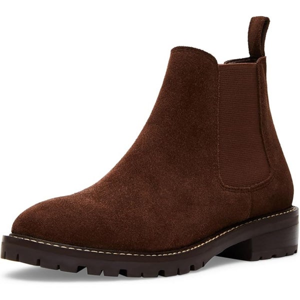 Steve Madden Leopold Boots Women's Brown Suede Almond Toe Ankle Chelsea TZP489
