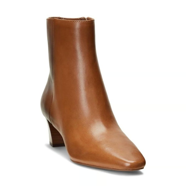 Lauren Ralph Lauren Willa Boots Women's Brown Leather Square Toe Bootie TZP494