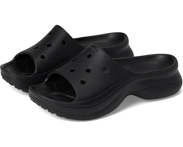 Crocs Bae 211108 Slides Women's US 10 Black Slip On Platform Sandals TLW366