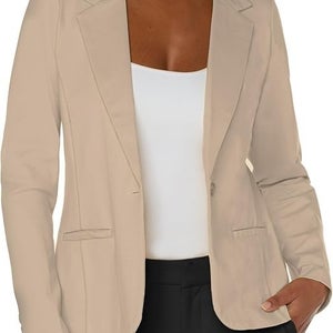 Liverpool Los Angeles Fitted Ponte Blazer Jacket Women's XS Biscuit Tan TLW405